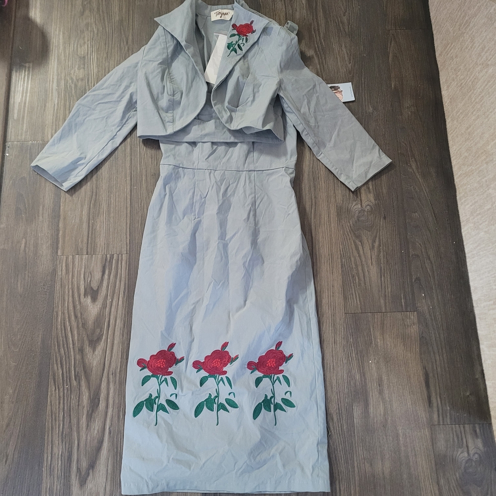 Tatyana Gray Two Piece Set Size XS Midi Rose Print